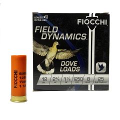 Fiocchi 12 Ga 2-3/4" 1-1/8oz # 8 Shot 25 Rounds (12GTX188)    ($4.99 Shipping on orders $200-$2000!)
