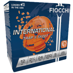 Fiocchi International Trap & Skeet 12ga 2 3/4" 24gm 9 Shot 25ct (12IN249)   ($4.99 Shipping on orders $200-$2000!)