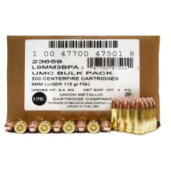 Remington 9mm 115gr FMJ Bulk Pack - 500ct (23659)         ($4.99 Shipping on orders $200-$2000!)