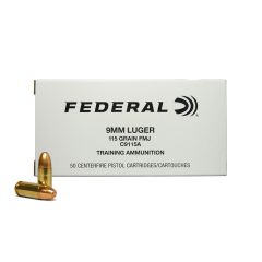 Federal Training Ammo 9 MM 115 GR FMJ 500 Rounds (C9115A)  