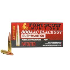 Fort Scott Munitions 300 Blackout 190 Gr SUB-Munition TUI 20 Rounds  