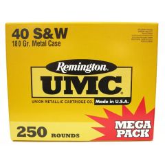 Remington 40 S&W 180 GR MC Brass 250 RDS MEGAPACK (L40SW3A)             