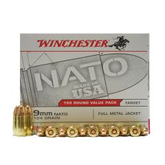 Winchester NATO 9mm Luger 124gr FMJ 150/bx  (USA9NATO)   ($4.99 Shipping on orders $200-$2000!)