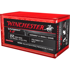 Winchester Varmint 22 Win Mag 25gr NTX "lead-free" 50 Rounds (X22MHLF)         