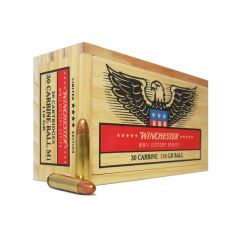 Winchester 30 CARBINE 110 GR. BALL M1 ~Limited Edition Wooden Box ~ 20 ROUNDS (X30M1WW2)    